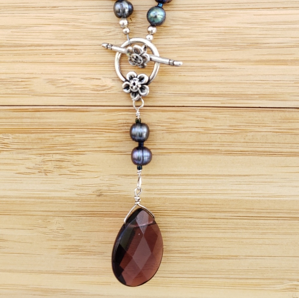 Gray Pearl Sterling Silver Necklace - Picture 3 of 3